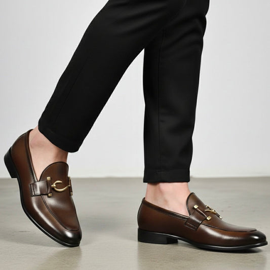 Classic Brown Leather Horsebit Loafers (1070)